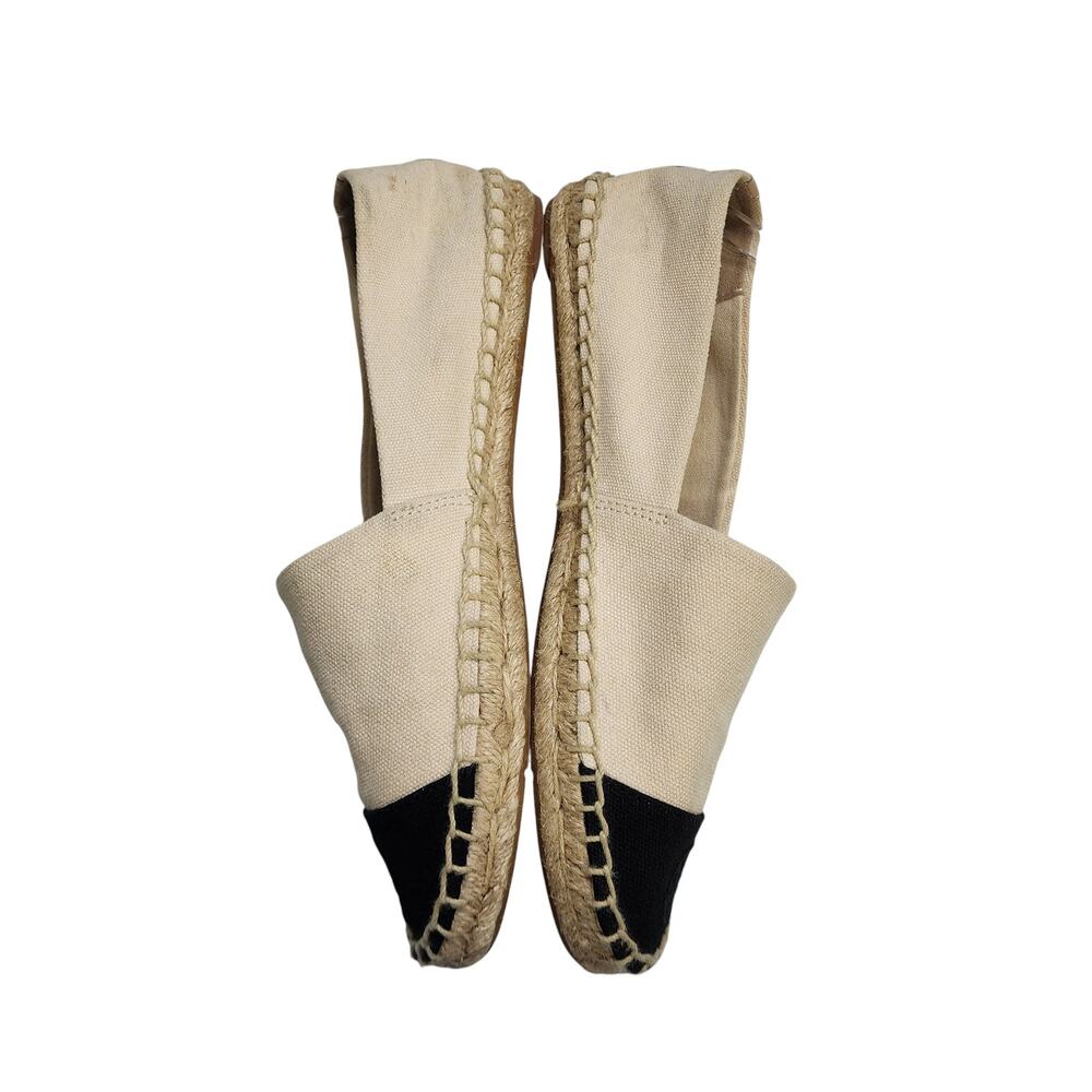 Tory Burch Two-Tone Canvas Espadrille Flats in Beige and Black - Picture 5 of 10